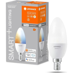 LEDVANCE Smart LED Lamp with WiFi Technology, E14 Socket, Dimmable, Light Colour Changeable (2700-6500 K), Replaces Incandescent Bulbs with 40 W, SMART+ WiFi Candle Tunable White, Pack of 4