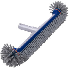PooLiFE 17.5 inch pool brush with round ends for wall and tiles with reinforced aluminium back, premium brush with strong bristles
