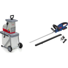 IKRA 81002880 Electric Garden Shredder Roller Shredder ILH 3000 A & Güde 58596 Cordless Hedge Trimmer HS 18-201-05 (18 V, Diamond Cut Knife, 180 Degree Rotating Handle, Metal Gear)