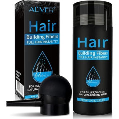 Hair Fibres Black Hair Fibres with Spray Applicator - Hair Thickener Professional Concealer Powder Volume Increase Spray (Black)