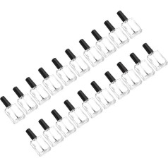 minkissy 20stücke Flachform Nagellackflaschen Leere Nagellackflasche Mit Pinsel Praktische Aufbewahrung Für Maniküre Und Diy-nageldesign Transparentes Für Reisen Und Zuhause