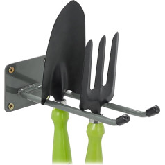 Relaxdays 4 x Wall Hooks, 24 cm Long, Double Hooks, Wall, Tool Holder, Garage, Workshop & Basement, Broom Holder, Steel, Anthracite