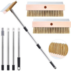 Pizza Oven Brush, 160 cm Pizza Oven Brush Cleaning Brush with 2 Scrapers Oven Brush Grill Brush Brass Pizza Stone Cleaning Tool for Indoor Outdoor Grill Pizza Oven Accessories