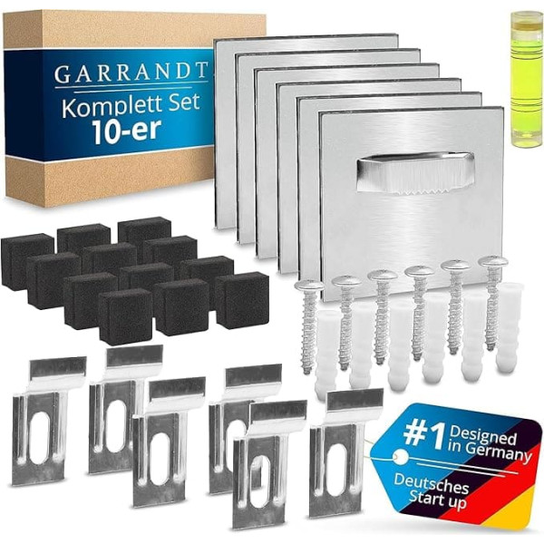 Garrandt Adhesive Plate Hanger for Aluminium Dibond - Extra Strong 3M Adhesive, Mounting Set for Mirrors, Hanging for Pictures, Mirror Hangers, Self-Adhesive Adhesive Sheets for Pictures (Set of 10)