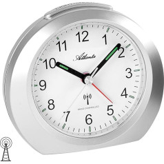 Radio Alarm Clock without Ticking with Light Snooze Luminous Hands Analogue - 1856 (Silver)