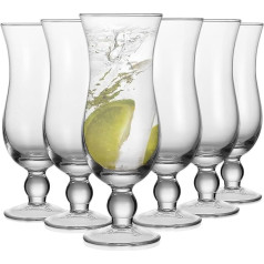 Nexboraque Hurricane Glass 400ml Pina Colada Glasses, Clear Tulip Drinking Cups for Water, Beverages, Juices, Cocktails, Full-bodied Beer, Tropical Drinks (Pack of 6)