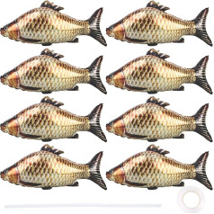 Pack of 8 83 Inch Fish Balloons Inflatable Fish Foil Balloons Large Realistic Fishing Foil Balloons Simulated Fish Balloon with Ribbon for Birthday Fishing Theme Party Supplies