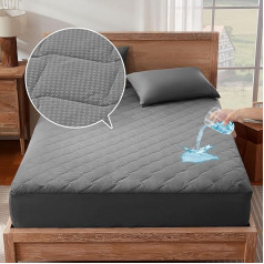 SONIVE Mattress Topper, King Mattress Protector, 150 x 200 cm, Waterproof Mattress Topper, King Size, Extra Deep Mattress Cover, 38 cm, Breathable Mattress Topper, Grey