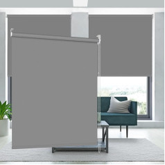 Kokorona Venetian Blinds 100% Blackout Window Blinds Room Darkening Privacy Waterproof Fabric UV Protection Door Blinds for Window Home Office Grey 30×72 Inch