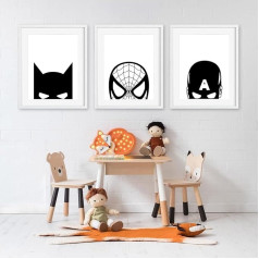 Superhero Spiderman Canvas Art Black White Kids Room Wall Art Superhero Poster Spiderman Pictures Painting Wall Decor Superhero Posters for Nursery Boys Room 30.5X