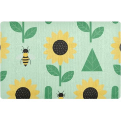 Dekorativer Teppich mit Sonnenblumen-Bienen, für den Außenbereich, rutschfeste Gummi-Unterseite und waschbar, saugfähig, für den Innenbereich, 81,3 x 50,8 cm, Küchenteppich für Urlaub, dekorativer