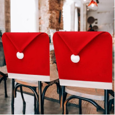 BESPORTBLE Pack of 10 Christmas Chair Covers Christmas Chair Back Covers Santa Hat Protective Cover Christmas Seat Cover Party Chair Protectors for Christmas Dining Room Kitchen Gifts