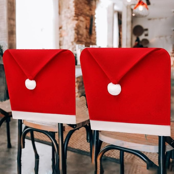 BESPORTBLE Pack of 10 Christmas Chair Covers Christmas Chair Back Covers Santa Hat Protective Cover Christmas Seat Cover Party Chair Protectors for Christmas Dining Room Kitchen Gifts