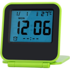 Ymiko Digital Travel Alarm Clock, Foldable Portable Mini Alarm Calendar, Temperature and Timer LCD Clock with Snooze Mode with Soft Blue Backlight, Compact Desk Clock for (Green)