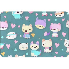 DLXW Dicke, rutschfeste Flanell-Fußmatte, Mehrzweck-Teppich für Innen- und Außenbereich, für Haustür, Küche, Bad, langlebig und leicht zu reinigen, niedlicher kleiner Fuchs