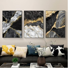 WADBTP Islamic Canvas Pictures, Islamic Canvas Painting, Marble Background Allah Islamic Arabic Calligraphy Poster, Living Room, Bedroom, Home Decor - Without Frame (Marble, 3 Pieces, 30 x 40 cm)