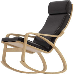 Faux Leather Chair Replacement Cover Made Compatible for IKEA Poang Armchair Slipcover Only. Chair is NOT included (ONE Faux Leather Head Black)