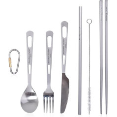 Boundless Voyage Outdoor Titanium Spoon Fork Straw Knife Chopsticks Ultralight Portable Picnic Cutlery