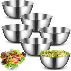 Umllpet Mixing Bowl, Stainless Steel Bowls, Set of 6, Metal Bowl Set, Salad Bowl, Snack Bowl, Dip Bowl, Cereal Bowls, Soup Bowls, Breakfast Bowls Set for Pasta, Salad, Fruit, Rice