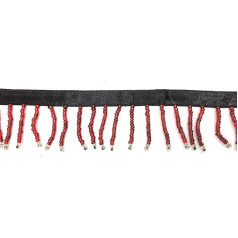 2.5 cm Long Multicoloured Red/Silver French Horn Fringe Beads Decoration by 3-yards