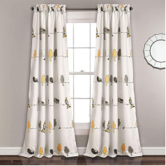 Lush Decor Room Darkening Window Curtain Panel Pair Yellow & Gray 84