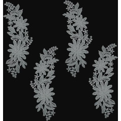 letsinstyle 1 Pair White Flower Appliques Made of Polyester Yarn Embroidered 3D Vintage Sewing Collar Patches with Flower Trim Decoration Appliques for DIY Sewing