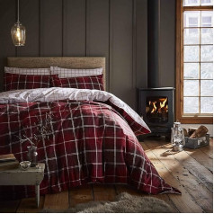 Catherine Lansfield Tartan Check Red Duvet Cover 160 x 200 + 50 x 80 cm