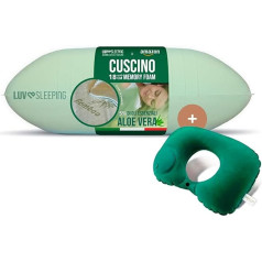 LUVSLEEPING - 18 cm High Memory Foam Pillow for Snoring and Reflux with High Density Aloe Vera and Bamboo Cover, Breathable and Removable, 100% Made in Italy, Premium Quality