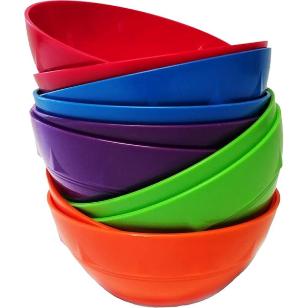 Harfield Rainbow Pack of 10 Small Snack Dessert Bowls Reusable BPA Free Plastic Children Shatterproof Tableware