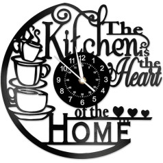 Twshiny Küchenwanduhr, elegante Vinyl-Schallplatte, schwarze Wanduhren, geräuschlos, nicht tickend, moderne Metalluhr für Wohnzimmer, Schlafzimmer, Büro, Wanddekoration