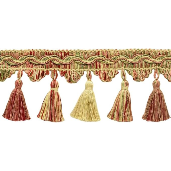 DecoPro VTF035 Fransenverzierung, 9 cm, Pastellgrün, gelber Mais, helles Ziegelrot, Stil: VNT8, Tageslililien-Blumenstrauß, 1 Meter = 91 cm