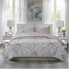 Comfort Spaces Bedding Set, Trendy Paisley Summer Cover, Cozy Blanket, Lightweight All Season Bedding for Winter, Matching Pillowcases, Full/Queen, Cashmere Paisley Purple