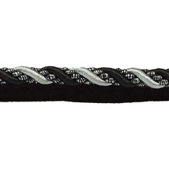 DecoPro 25 Metres Value Pack Large 1.11 cm Noblesse Collection Lip Cord Style # 0716H Colour: Black/Silver Grey – SGB (81 Ft.)