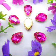 Bunte Glaskristall-Krallenfassung zum Aufnähen in Tropfenform, Wassertropfen, DIY-Besatz, 9 l, Pfirsich, 4 x 6 mm, 50 Stück – 20 x 30 mm, 10 Stück – 2 Rose