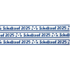 Webband Schulkind 2025 in Blue, 1 m Long, Sewing School Cones and School Gifts, 17 mm Wide