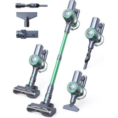 MIUZZY M241 30000Pa Cordless Vacuum Cleaner with up to 50 Minutes Running Time, Anti-Tangle, Wireless with LED Display for Hard Floors, Carpet, Pet Hair, Green