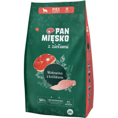 Pan Mięsko liellopu gaļa ar trušiem (pieaugušajiem) kraukšķīga m - sausa suņu barība - 20kg