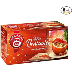 Teekanne S??er Baked Apple, Fruit Tea with Baked Apple Aroma, Pack of 6 (6 x 20 Tea Bags), 6 x 50 g