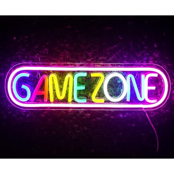 Wanxing Game Zone Neon Sign Colourful Gaming Zone Neon Sign Game Neon Light Lettering Light Advertising Gamer LED Sign Gaming Decoration Room Wall for Gaming Room Decoration, Game Area, Gamer
