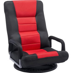 VEVOR Rotating Floor Gaming Chair with Armrests (360° Rotatable) Floor Sofa with 6 Adjustable Positions & Backrest & Lumbar Support, Video Reclining Sofa for TV and Reading, Red/Black