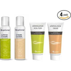 Spitzner Body Care Dual Set, 4 Pieces: 2 x Shower Foam (150ml) & 2 x Body Lotion (200ml) Acai Yuzu & Cream -