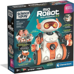 Clementoni Science Museum Mio Robot 2.0 - Build and Code Your Own Interactive Robot with Magnetic Arm for Children Aged 8+