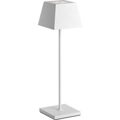 Siesta LED Table Lamp Portable Rechargeable USB Touch Dimmable IP54 Indoor Outdoor Height 37cm 2.2W Warm Light 2700K 200LM 9 Hours Autonomy (White)