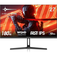 Minifire Gaming Monitor 27 Inch - WQHD (2560 x 1440p), 180 Hz, 1ms(OD) | HDR, AMD FreeSync, Motion Blur Reduction Technology | Fast IPS 10 Bit Panel (MFG27F4Q)