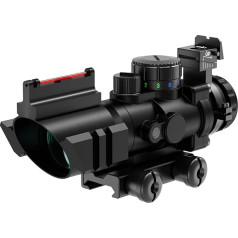 Prism Scope Red Dot Sight 4x32 Red Green Blue 4x Magnification and 20mm/22mm for Hunting