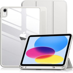 Vobafe Case for iPad A16 11th Generation 2025/iPad 10th Generation 2022 (11/10.9 Inch) with Pencil Holder, PC Transparent Back Protective Case Supports Touch ID, Auto Sleep/Wake, Grey