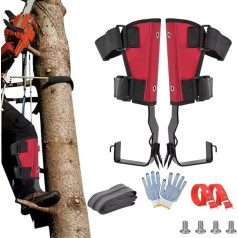 Tree Climbing Equipment, Tree Climbing Spike Set, Crampons, Tree Climbing, 2 Claws, Tree Climbing Spikes Set, Adjustable Climbing Tree Spikes with Straps and Gloves for Forest Camping, Fruit Harvesting