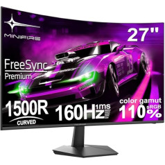 Minifire 27 Inch Curved Gaming Monitor - 160Hz, FHD (1920 x 1080), VA 1500R, 1ms GtG, sRGB 110%, HDR, Adapive Sync, Blue Light Filter, VESA 100 x 100, HDMI 2.0/DP 1.2 with HDMI Cable (MFG27C1L)