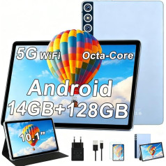 ZIOVO Tablet 10 Inch Android 13 Tablet Touch Screen 14GB RAM + 128GB ROM (TF 1T) Octa-Core 2.0GHz GMS/5G WiFi Tablet/8000mAh/5MP + 8MP/BT 5.0/GPS/Metal Case Cover Blue
