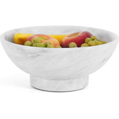 Marble Fruit Bowl 10 Inch White Handmade Decorative Bowl for Kitchen Countertop and Home Decoration Serving Bowl for Fruit Snacks Kitchen Utensils